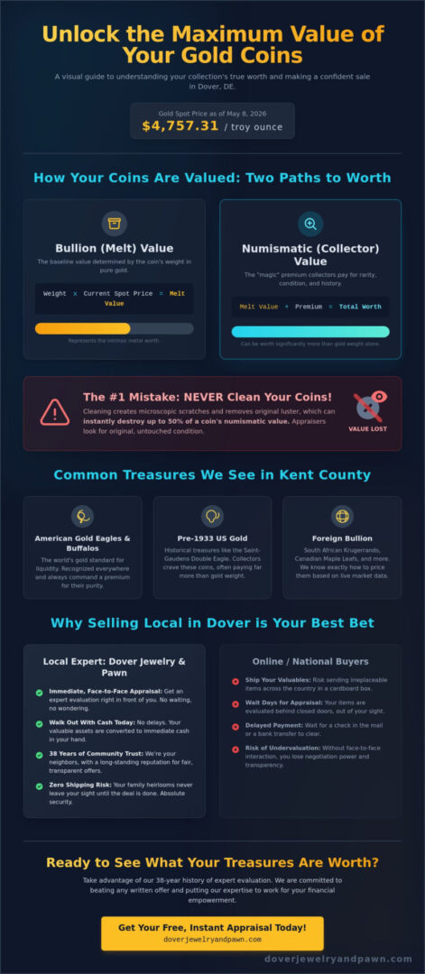 Selling Gold Coins in Dover, DE: The 2026 Insider’s Buying & Selling Guide